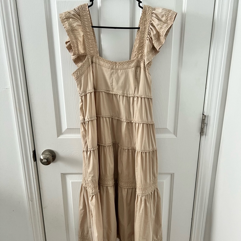 Karlie small tan layered maxi dress